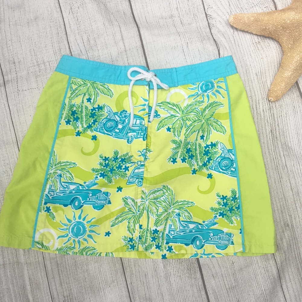 Lilly Pulitzer 7 girls woody car beach skirt EUC